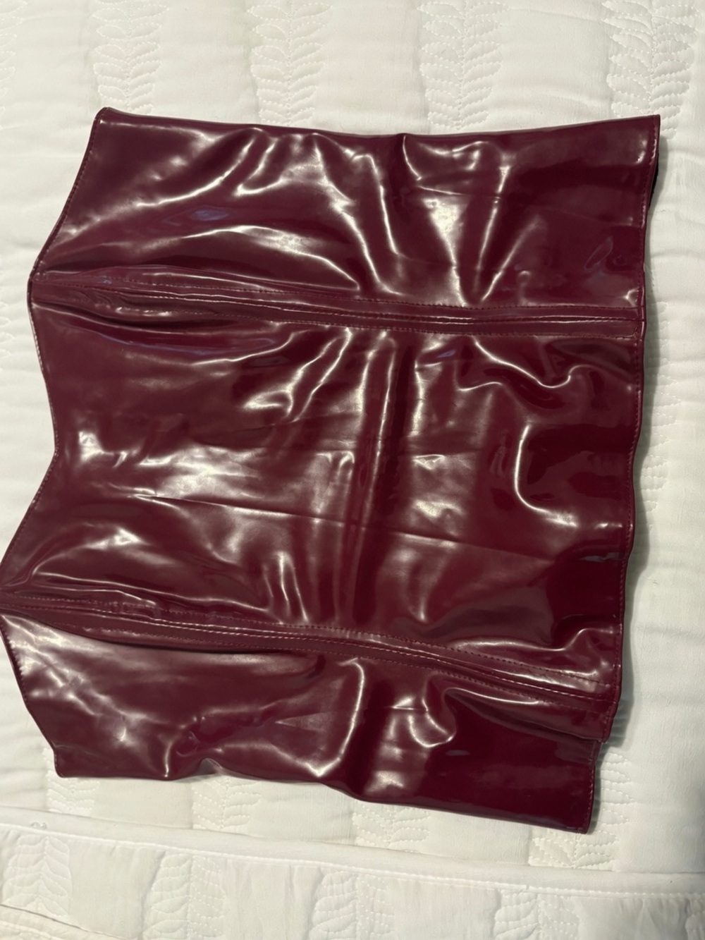Deep ruby red latex rubber corset